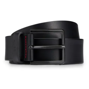 HUGO BOSS Letter Logo Pin Buckle Leather Belts Men's Black Width 4cm