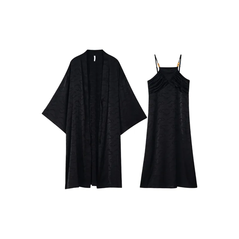 Same Language Bath Robes Women's Ink Tranquil Auspicious Clouds-0