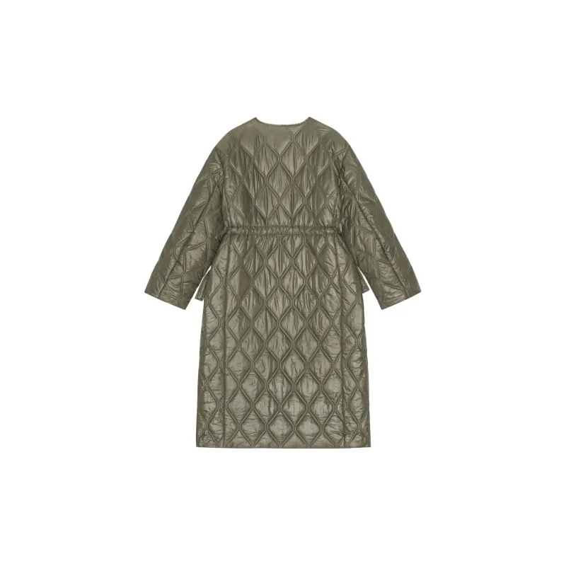 GANNI Shiny Quilt Long Coat 'Kalamata'-1
