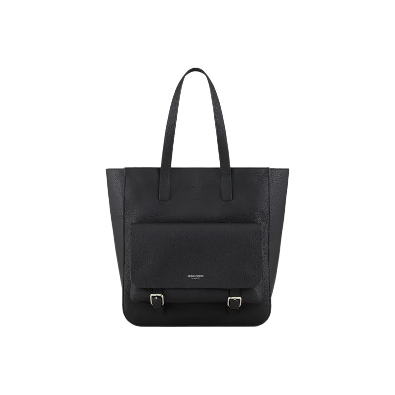 GIORGIO ARMANI Cow Leather Tote Bag Shopping Bag Handbag Men's Black-0