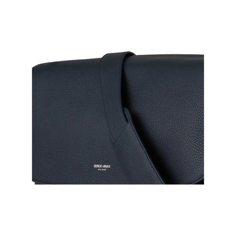 GIORGIO ARMANI Cow Leather Messenger Bag Crossbody Bags Men's Navy Blue-4