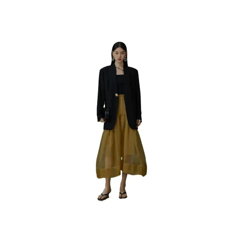 LYNEE Casual Long Skirts Women's Mustard Yellow