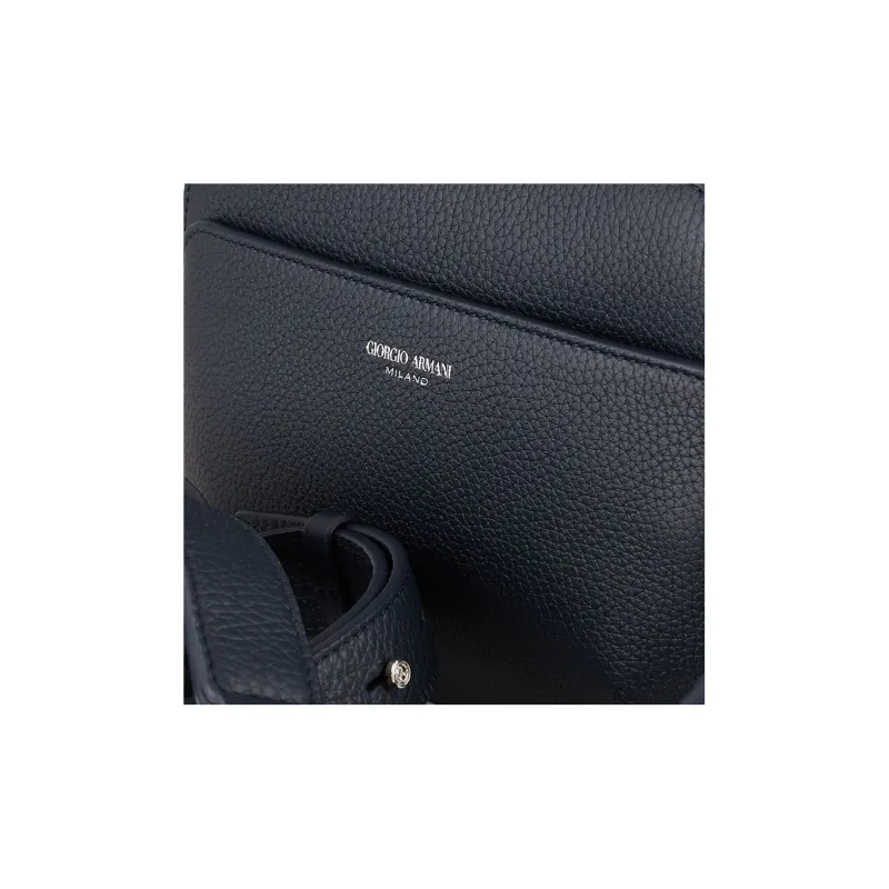 GIORGIO ARMANI Calfskin Crossbody Bag Men's Marine Blue-3