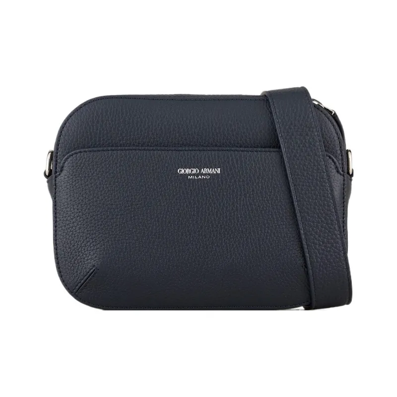 GIORGIO ARMANI Calfskin Crossbody Bag Men's Marine Blue-0