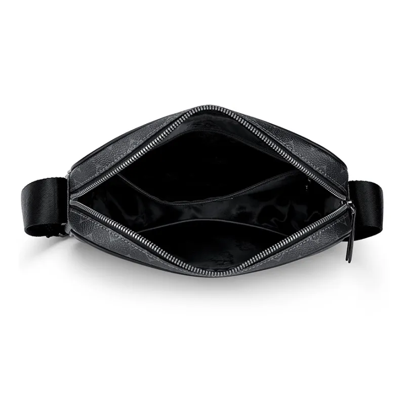 SEPTWOLVES Cow Leather Crossbody Bag, Shoulder Bag Unisex Black-4