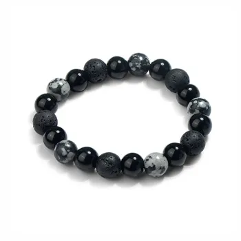 Muyan Obsidian Floating Flower Beaded Bracelet Unisex
