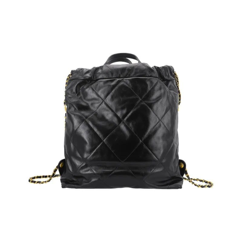 CHANEL 22Bag Shiny Calfskin Backpack Tubas Women's Black-2