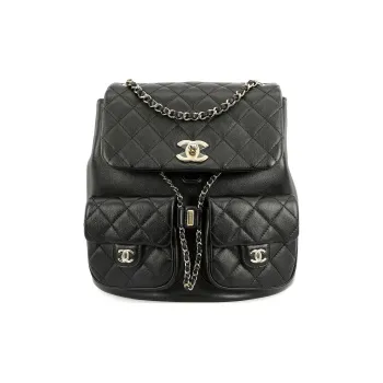 CHANEL Duma Calfskin Backpack Large Size Women's Black