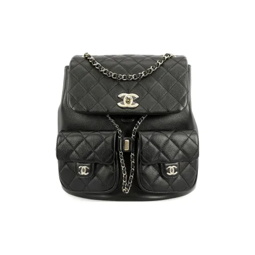 CHANEL Duma Calfskin Backpack Large Size Women's Black