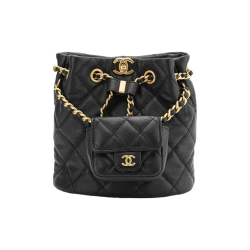 CHANEL Small Drawstring 23A Bucket Black AS3947