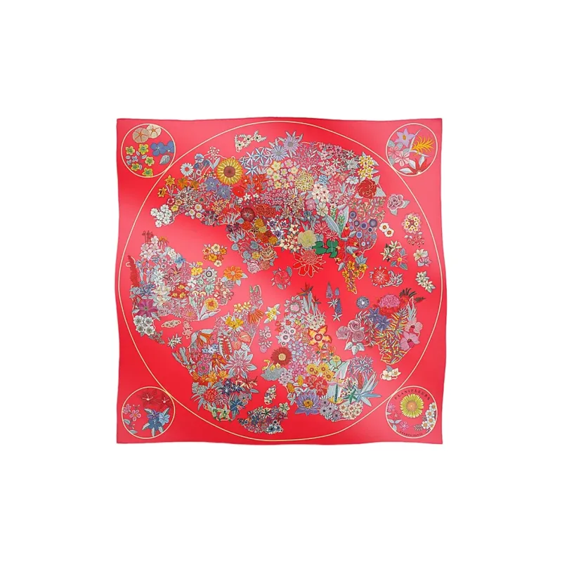 HERMES Silk Scarves Women's Red-0