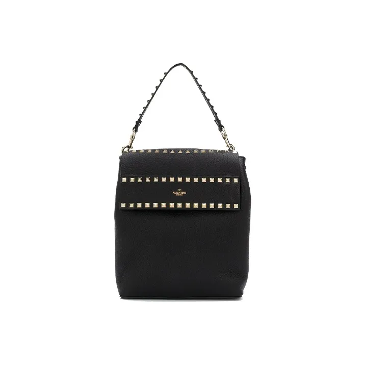 Valentino Rockstud Grained Calfskin Backpack Regular Women's Black-0