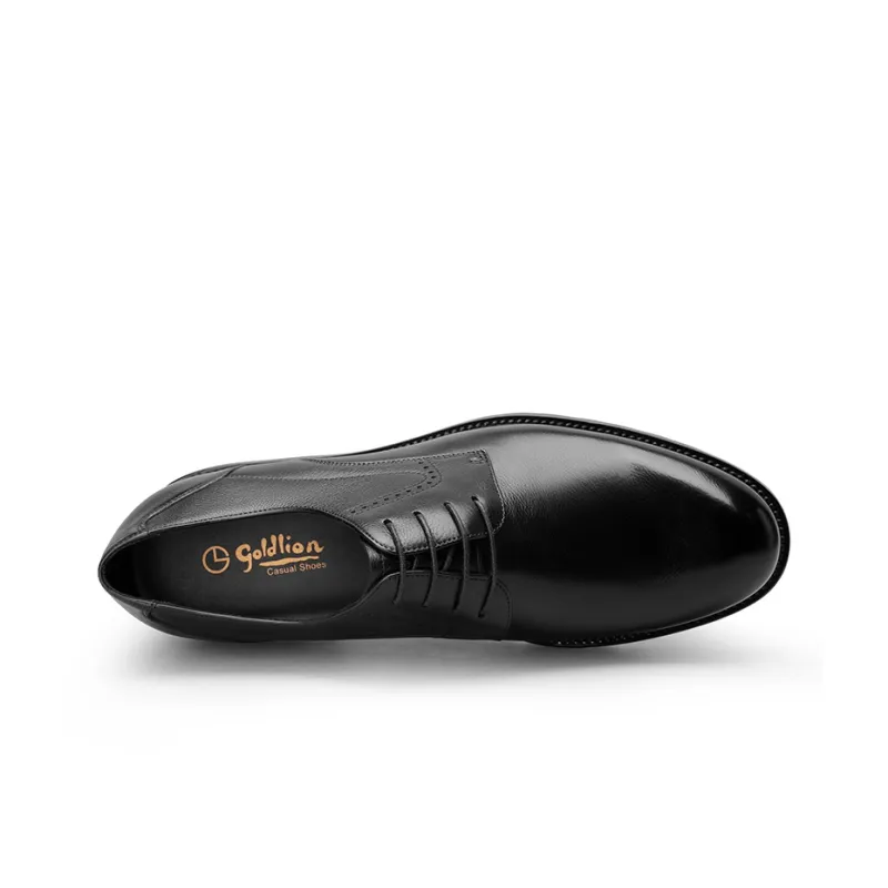 GOLDLION Dress Shoes Men Low Top Black/Coffee-2