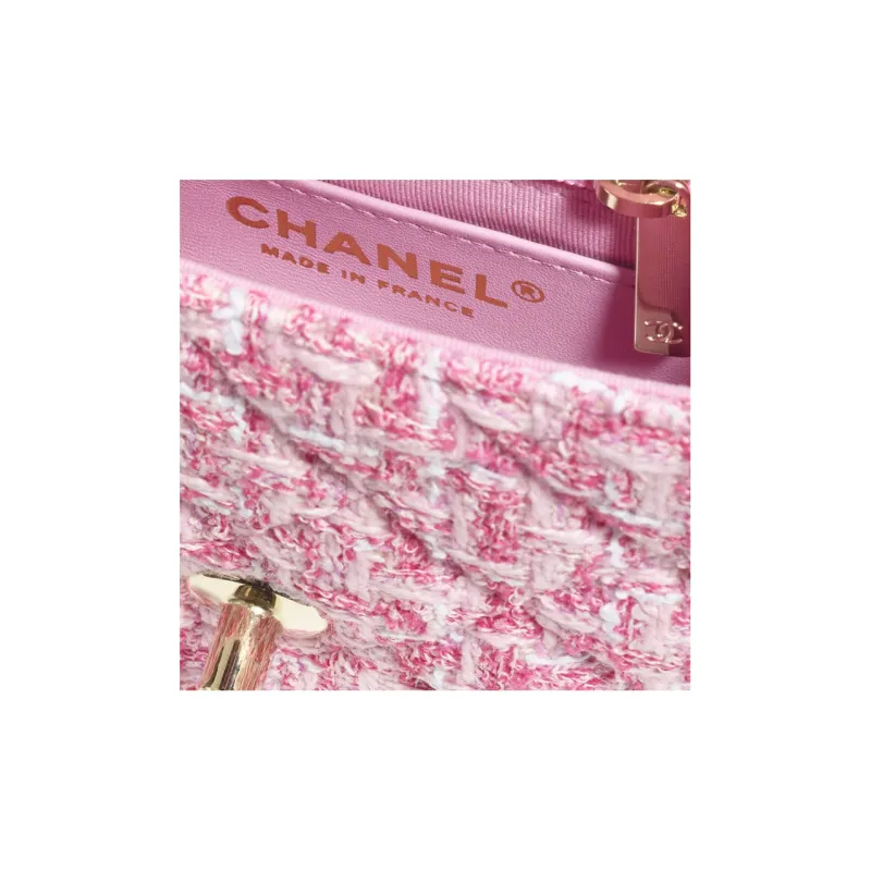 CHANEL Twill Soft Woolen Flap Bag, Crossbody Bag, Shoulder Bag Mini Women's Pink-3