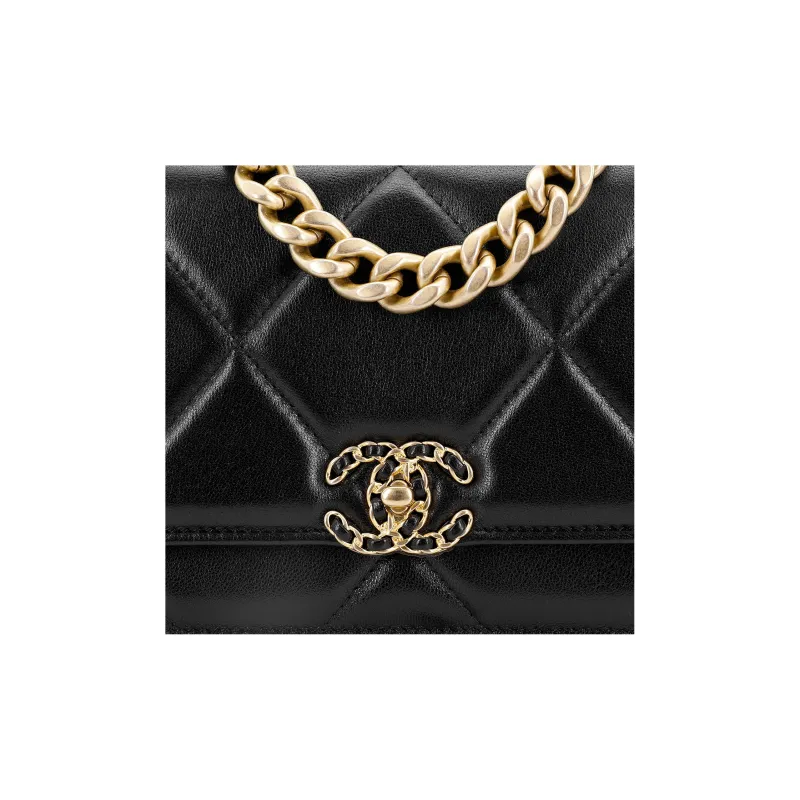 CHANEL 19Bag Sheepskin Chain Bag Shoulder Bag Crossbody Bag Regular Women's Black-3