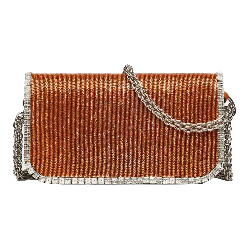 Valentino Locò Leather Baguette Bag Handbags Shoulder Bag Crossbody Bag Mini Women's Brown-2