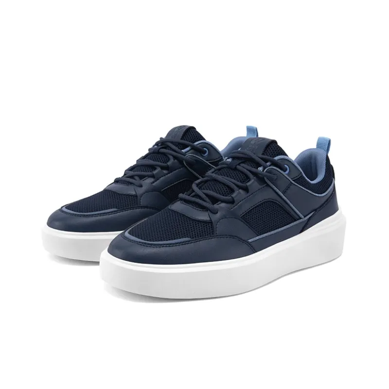 WALKSOUL Skateboard Shoes Men Low Top Apricot/Dark Blue/Black-12