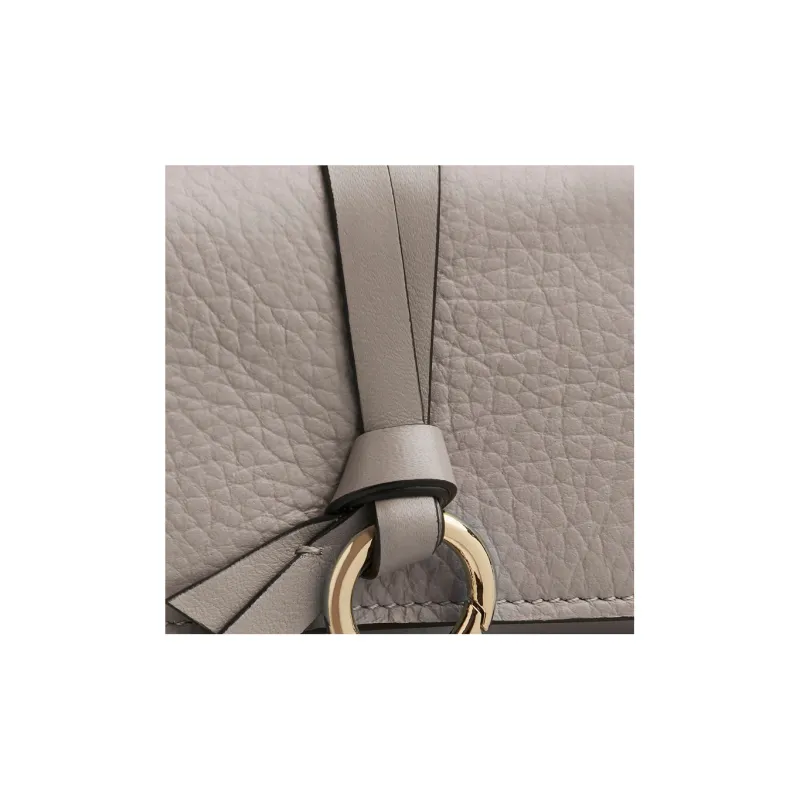 Chloe Alphabet Grained Calfskin Card Holder Wallet Mini Women's Cashmere Gray-2