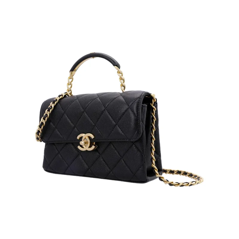 CHANEL Grain Embossed Cow Leather Handbag, Shoulder Bag, Crossbody Bag Mini Women's Black-1