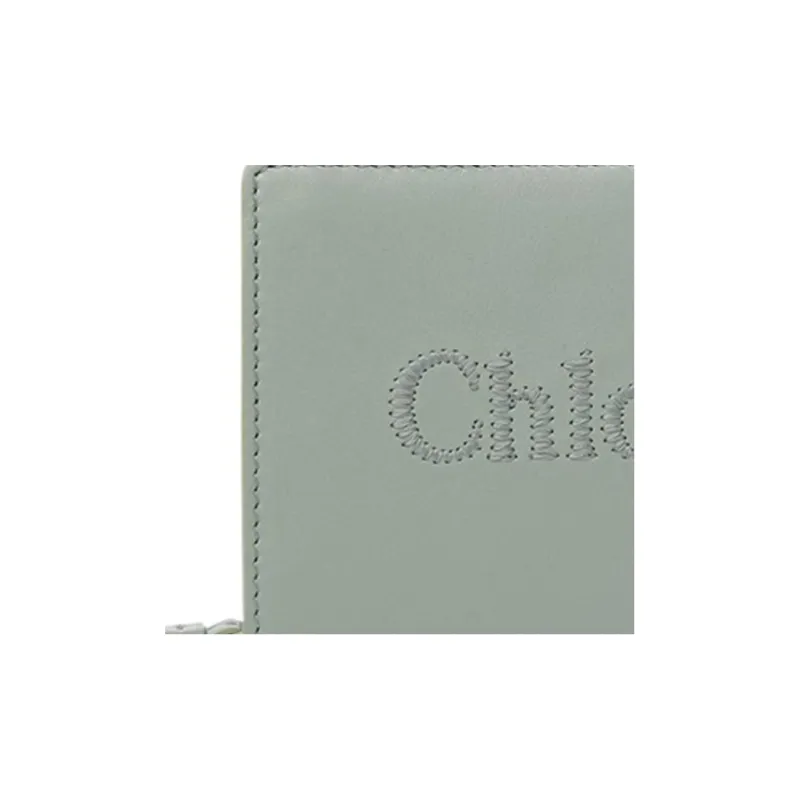 Chloe Shiny Calfskin Wallet Regular Women's Gulf Green-3