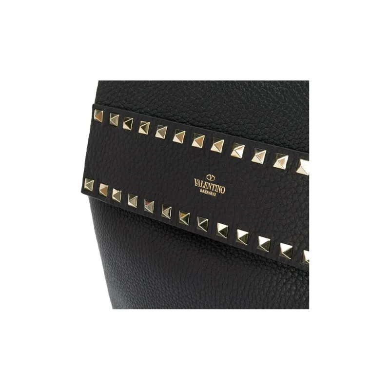 Valentino Rockstud Grained Calfskin Backpack Regular Women's Black-2