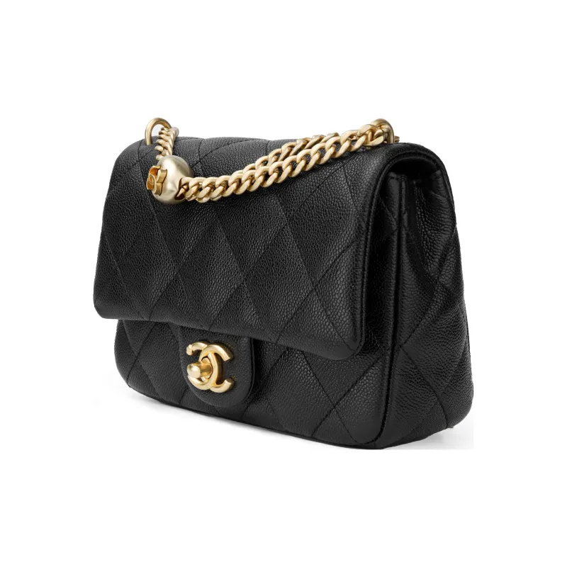 CHANEL Grained Pebbled Cowhide Flap Bag, Shoulder Bag, Crossbody Bag Medium Size Women's Black-1