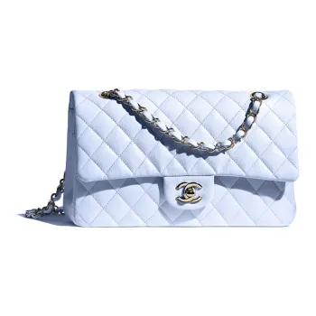 CHANEL Classic Flap CF Litchi Grain Calfskin Shoulder Bag, Crossbody Bag Women's Blue
