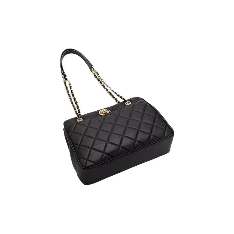 GOLDLION Cow Leather Shoulder Bag Women's Black-4
