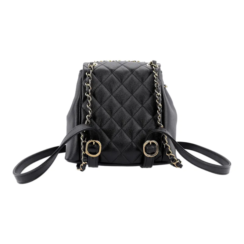 CHANEL Duma Smooth Calf Leather Frog Backpack Trumpets Women's Black-2
