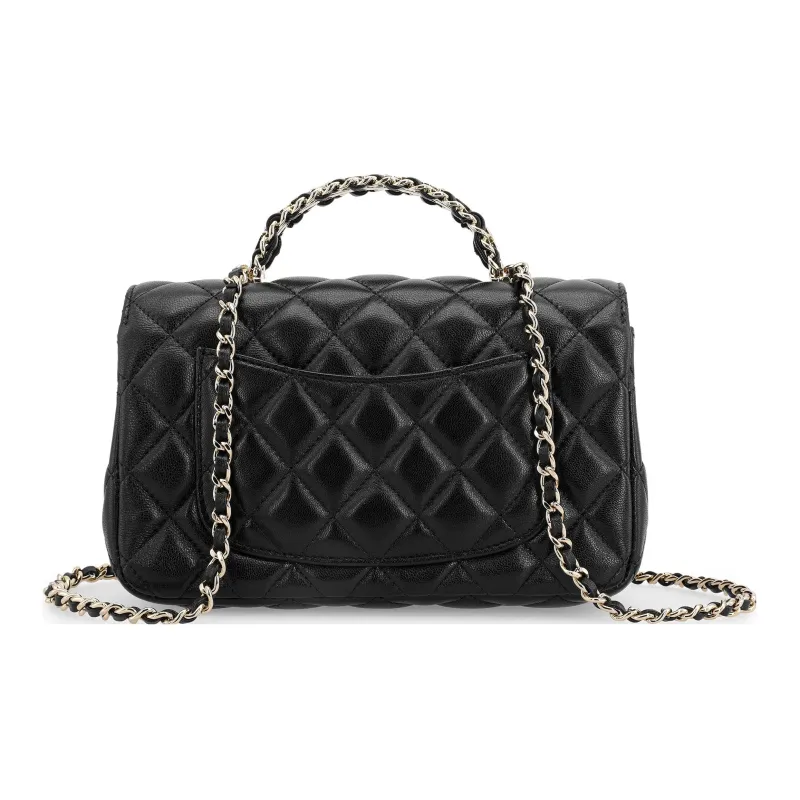 CHANEL Lambskin Chain Bag, Shoulder Bag, Crossbody Bag Mini Women's Black-2