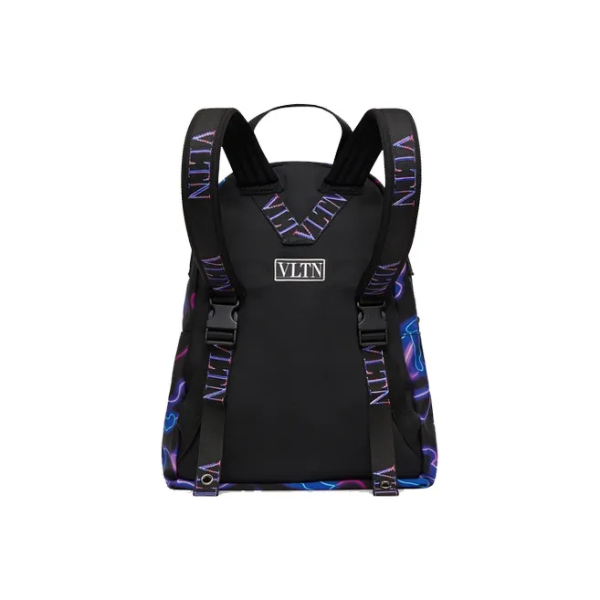 Valentino Nylon Fabric Portable Backpack Large Size Men's Black/Blue/Purple-1