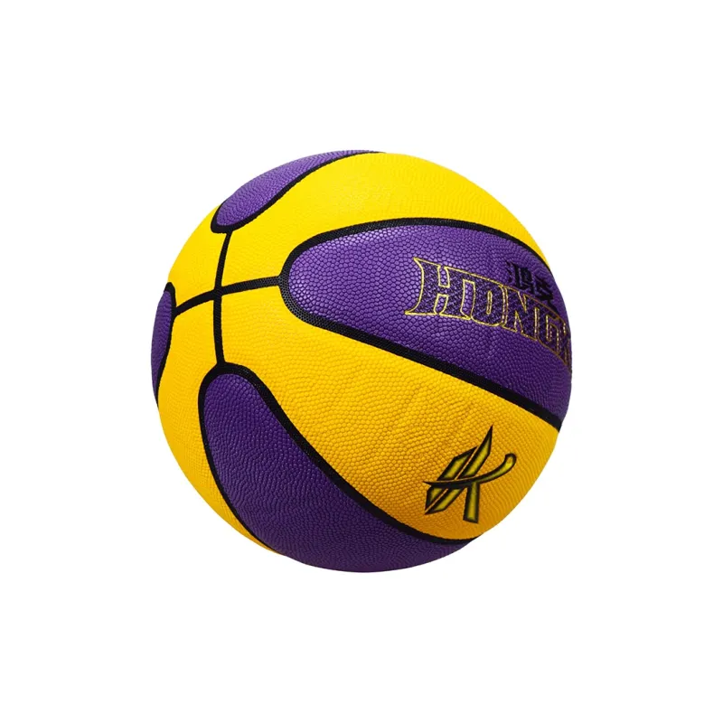 HONGKE Size 7 Indoor Outdoor Universal Basketball PU Yellow Purple-3