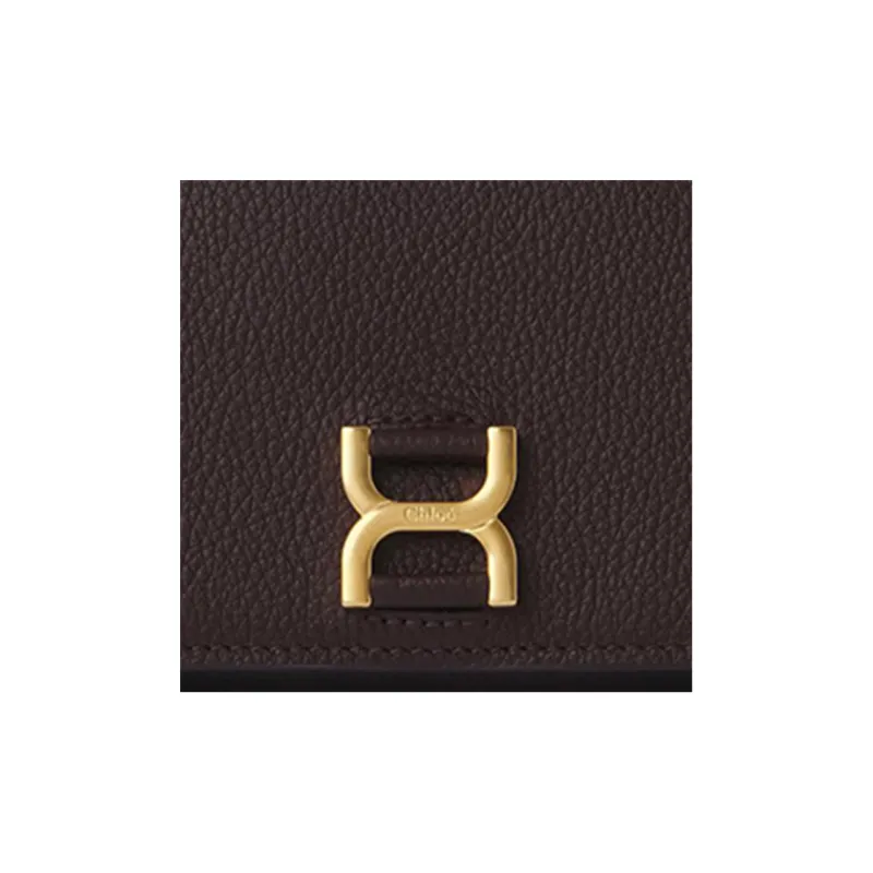 Chloe Marcie Grained Calfskin Wallet Regular Women's Dark Purple Roland Blue-3