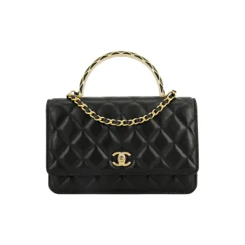 CHANEL Sheepskin Chain Shoulder Bag, Crossbody Bag Women's Black
