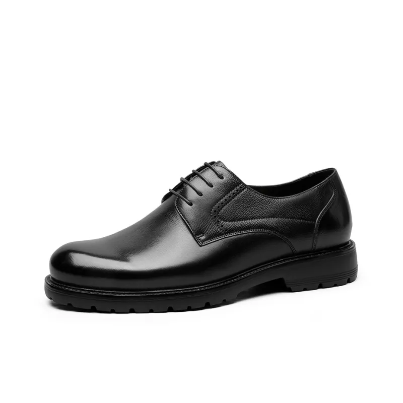 GOLDLION Dress Shoes Men Low Top Black/Coffee-1