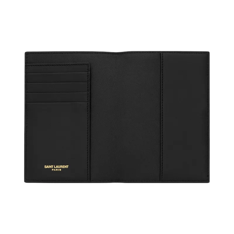 SAINT LAURENT Matte Finish Leather Wallet Men's Black-2