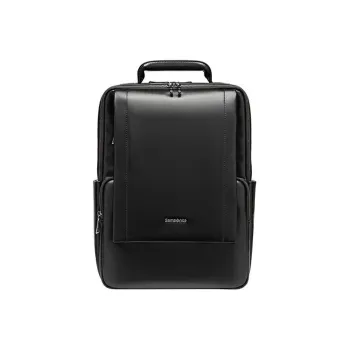 SAMSONITE Fabric Cow Leather Patchwork Laptop Backpack Regular Men's Black