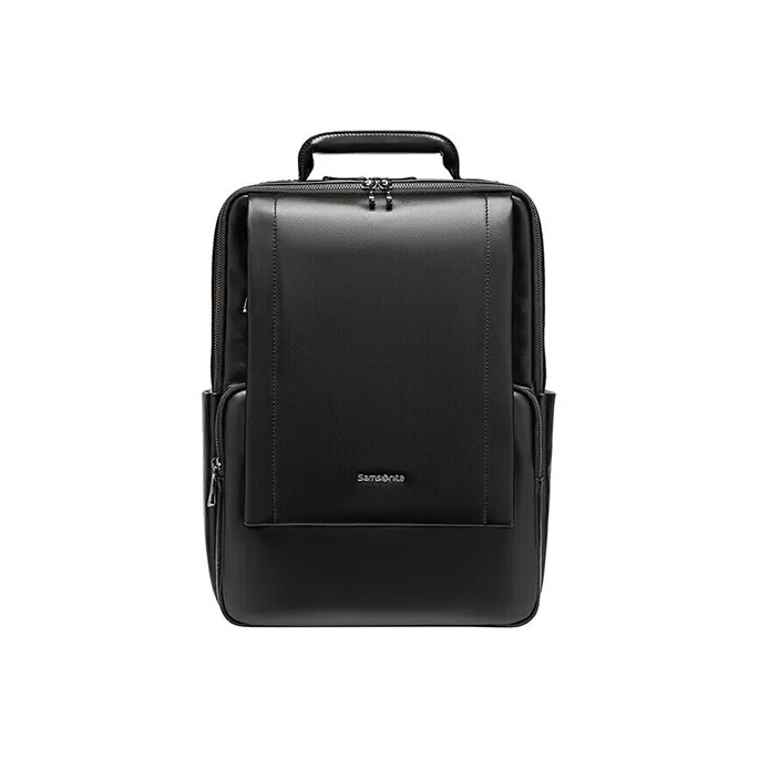 SAMSONITE Fabric Cow Leather Patchwork Laptop Backpack Regular Men's Black-0