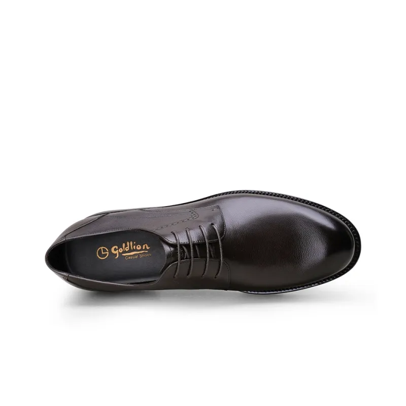 GOLDLION Dress Shoes Men Low Top Black/Coffee-7