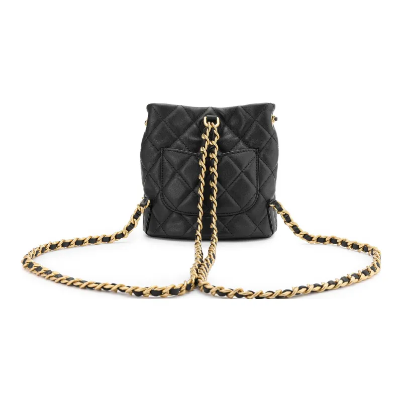 CHANEL Small Drawstring 23A Bucket Black AS3947-2