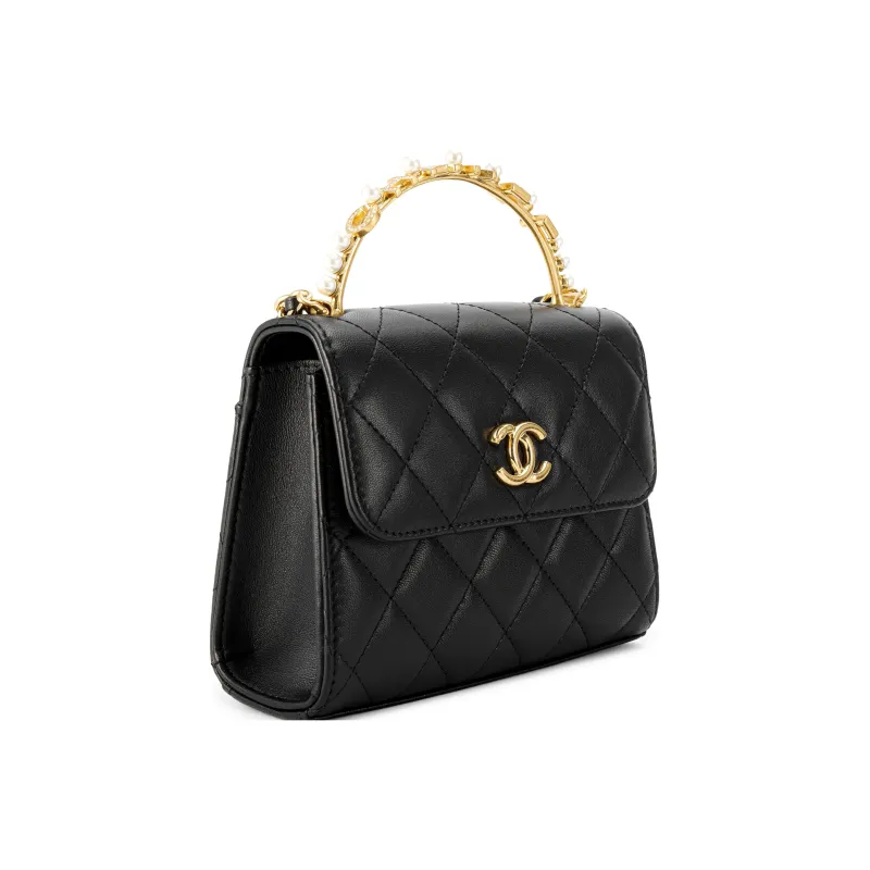 CHANEL Sheepskin Small Square Bag Shoulder Bag, Crossbody Bag Women's Black-1