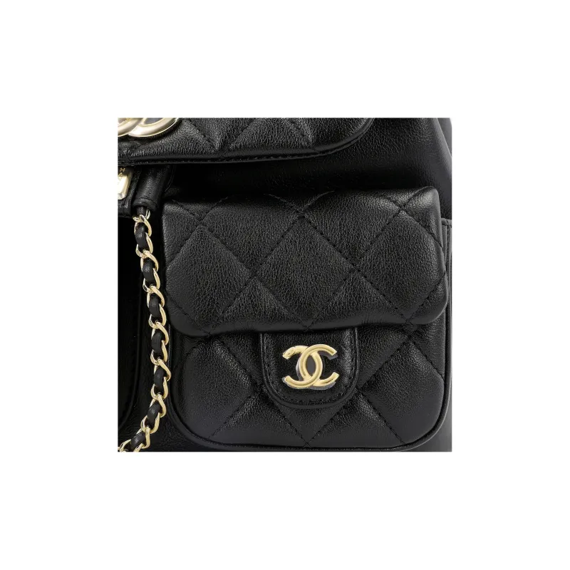 CHANEL Duma Calfskin Backpack Medium Size Women's Black-5