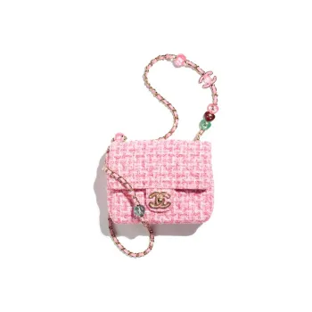 CHANEL Twill Velvet Flap Crossbody Bag Shoulder Bag Women's Pink