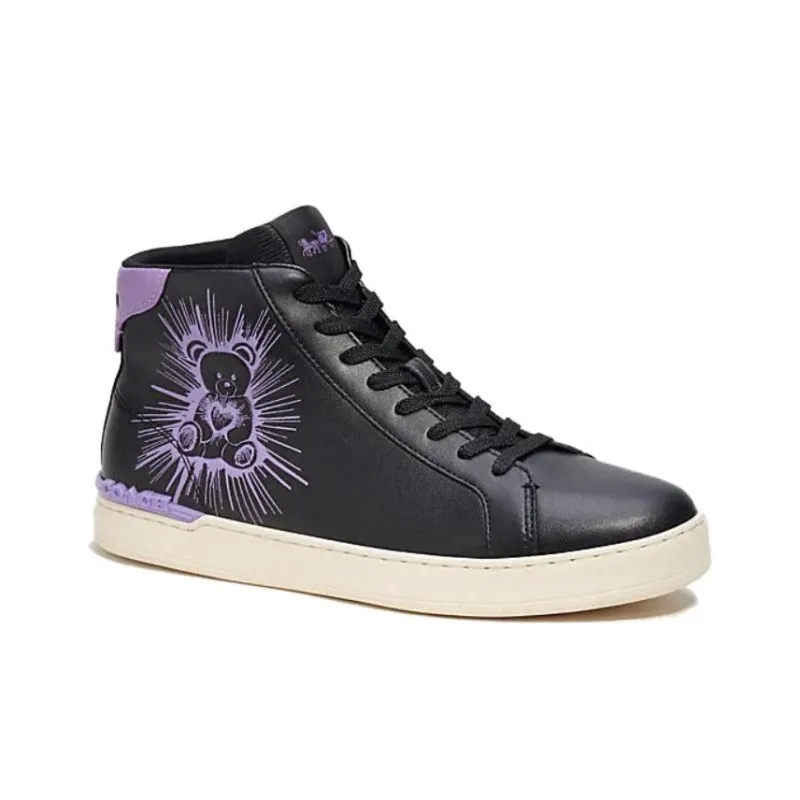 COACH Clip High Top Skateboard Shoes Men's Black-2