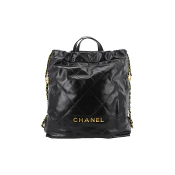 CHANEL 22Bag Shiny Calfskin Backpack Large Size Women's Black