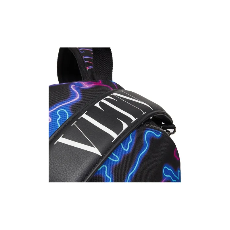 Valentino Nylon Fabric Portable Backpack Large Size Men's Black/Blue/Purple-3