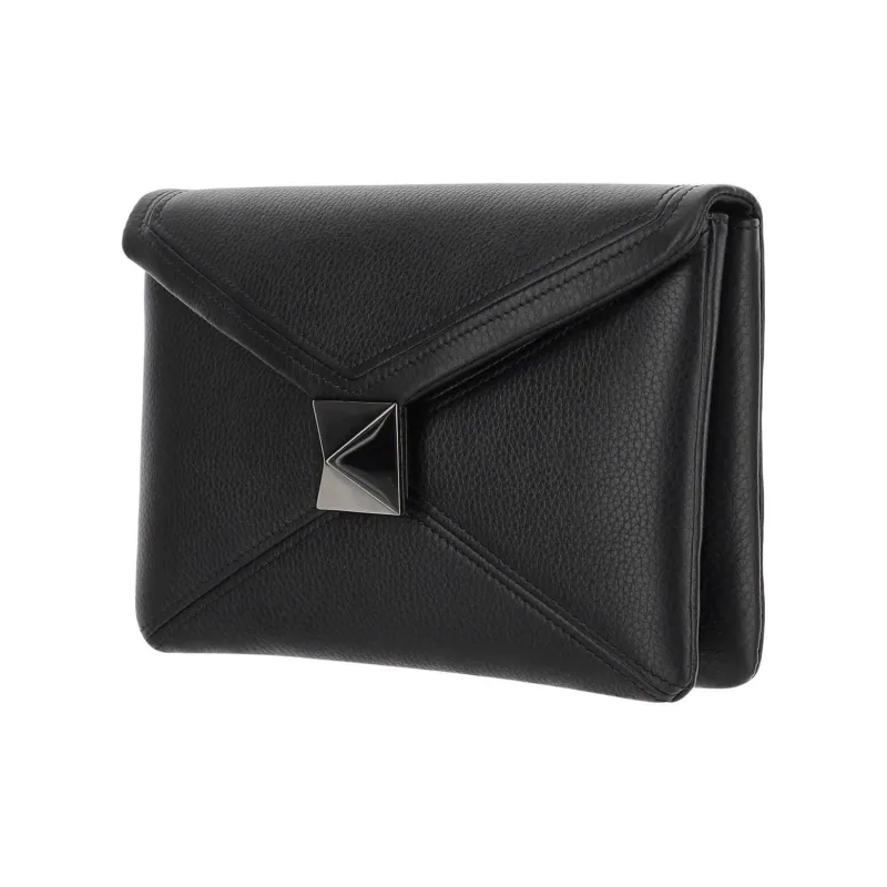 Valentino One Stud Leather Clutch Regular Men's Black-1
