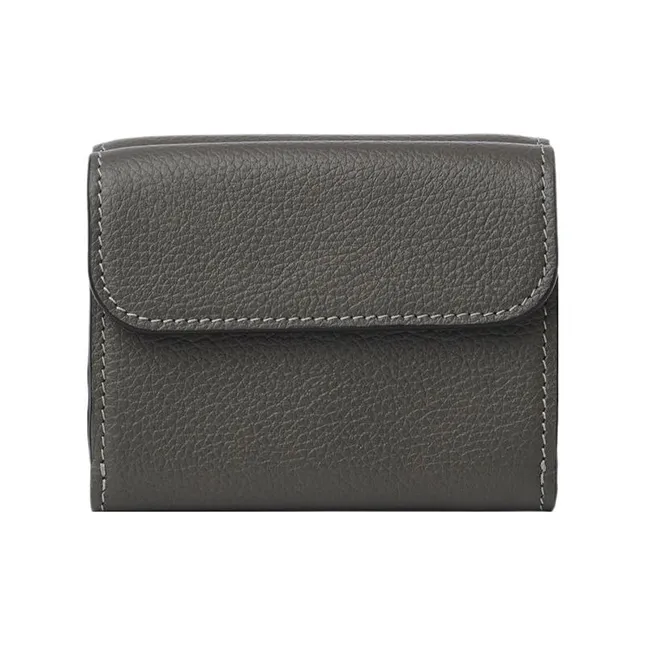 Chloe Marcie Grained Calfskin Card Holder Wallet Small Size Women's Elephant Gray-1