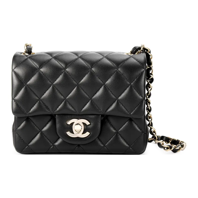 CHANEL Classic Flap CF Sheepskin Crossbody Bag, Shoulder Bag Mini Women's Black-0