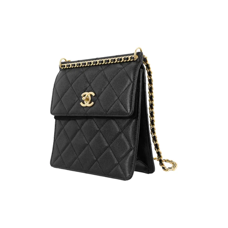CHANEL Grain Embossed Calfskin Backpack Women's Black-1